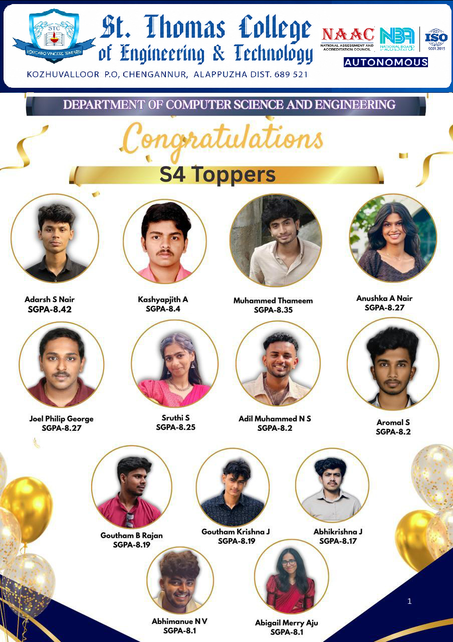 Semester 4 Toppers (2024-28 Batch)